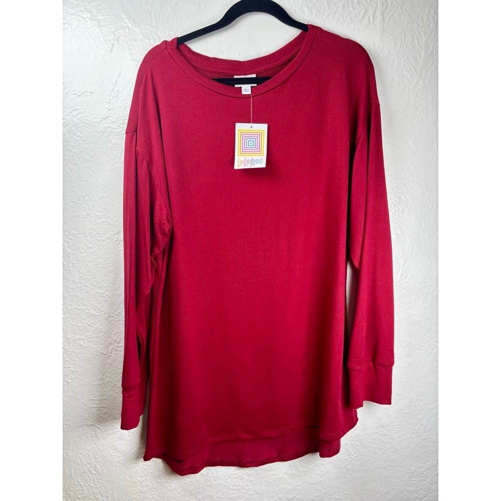 NEW LuLaRoe Nora Tunic Top Women Large Red‎ Loungewear Layering Bold Soft